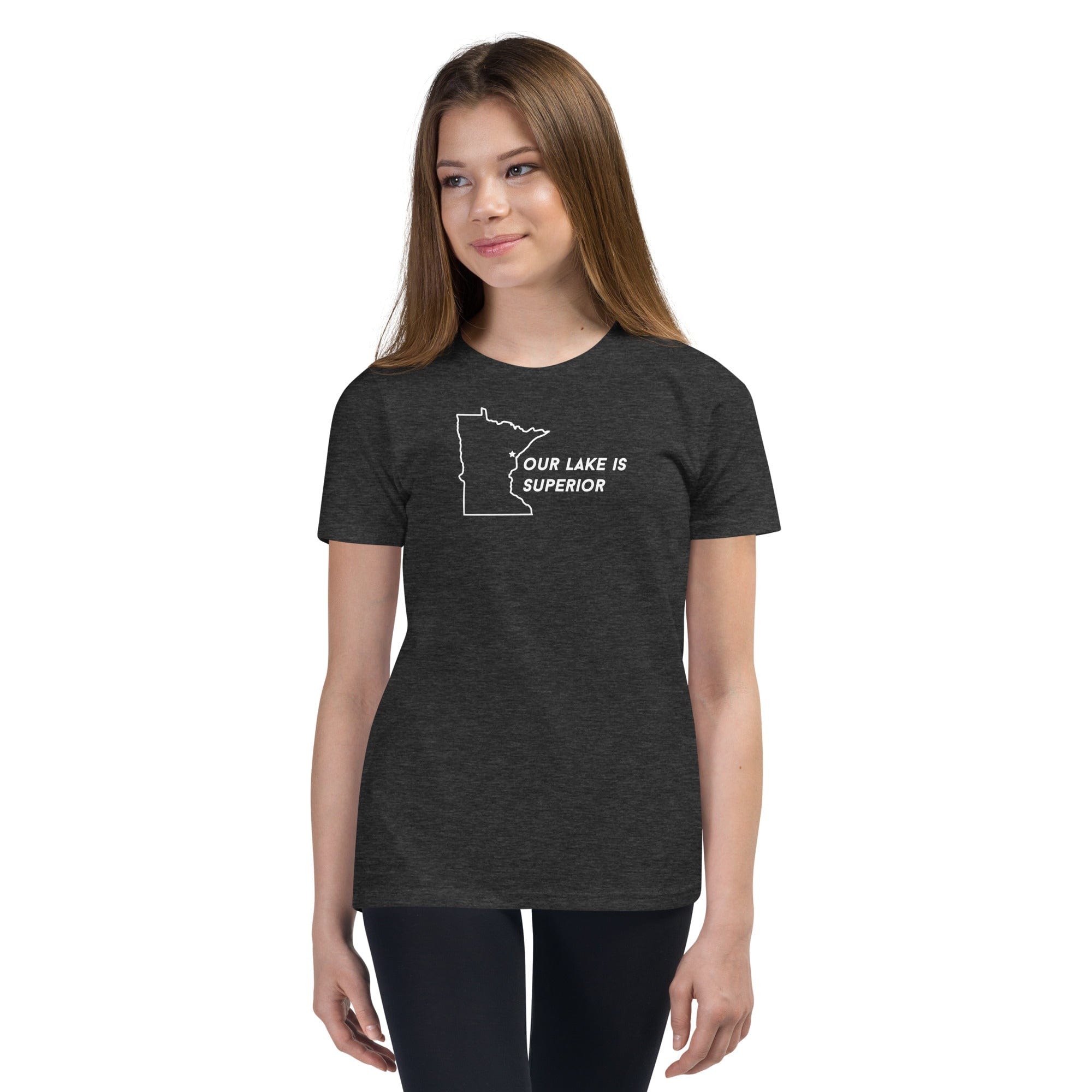Duluth Our Lake is Superior Kids/Youth T-Shirt ThatMNLife Dark Grey Heather / S Minnesota Custom T-Shirts and Gifts