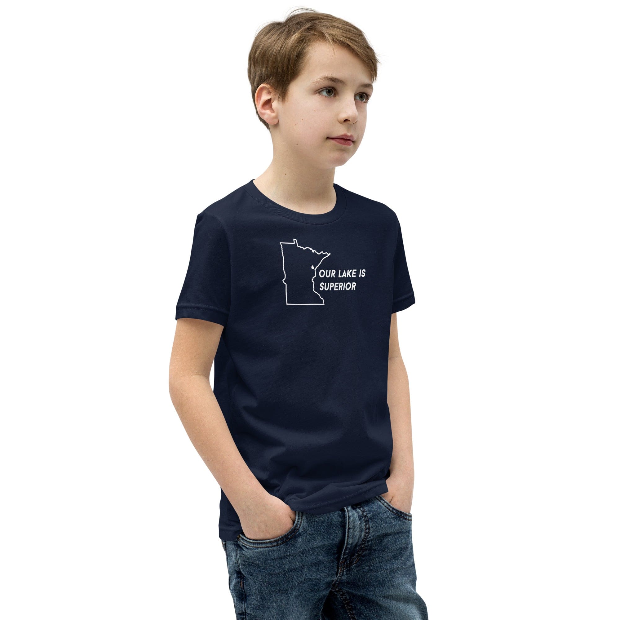 Duluth Our Lake is Superior Kids/Youth T-Shirt ThatMNLife Navy / S Minnesota Custom T-Shirts and Gifts