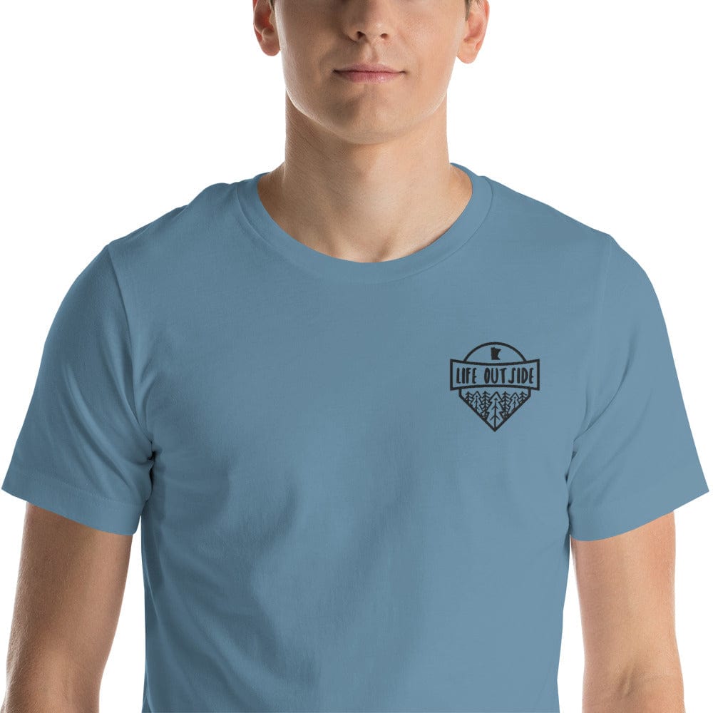 "Life Outside" Minnesota Adventure Embroidered Unisex T-Shirt ThatMNLife Steel Blue / S Minnesota Custom T-Shirts and Gifts