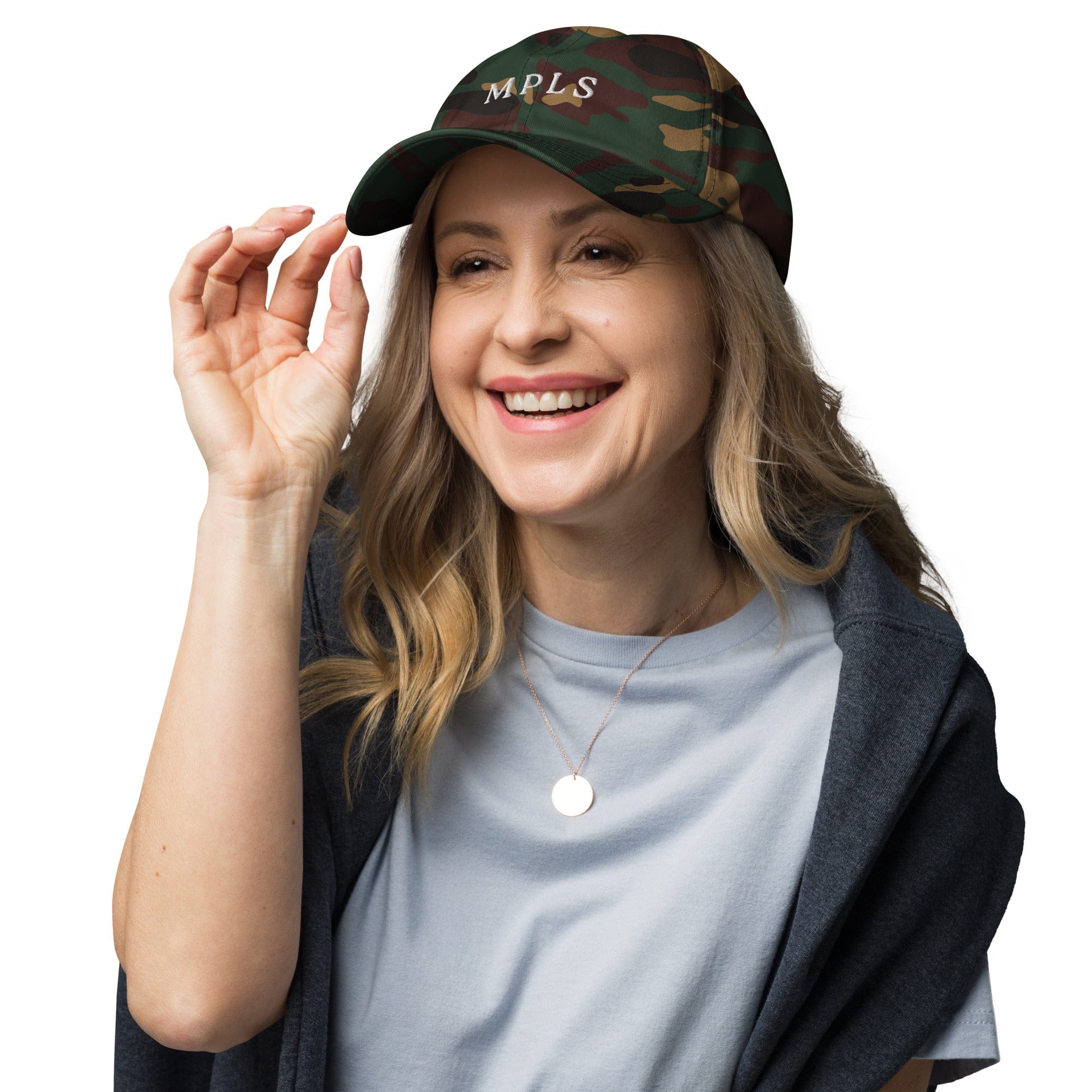 Minneapolis (MPLS) Dad Hat ThatMNLife Hat Green Camo Minnesota Custom T-Shirts and Gifts