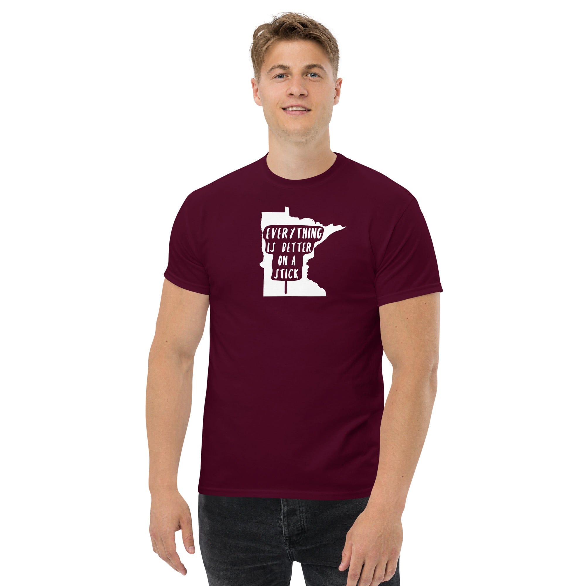 Minnesota State Fair "Everything Is Better on a Stick" Men's Classic Tee ThatMNLife Maroon / S Minnesota Custom T-Shirts and Gifts