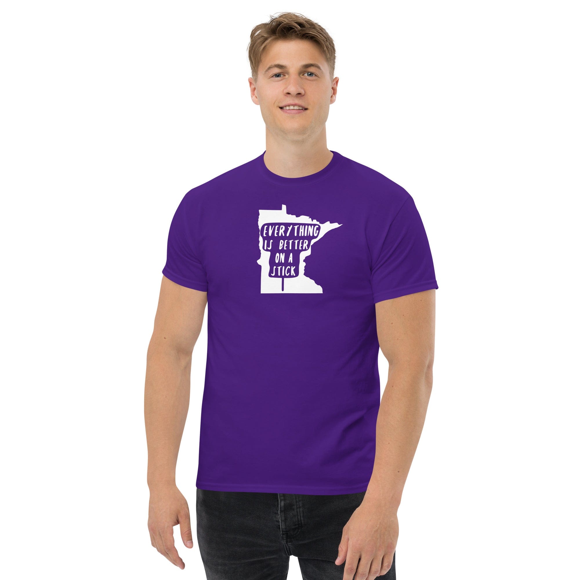 Minnesota State Fair "Everything Is Better on a Stick" Men's Classic Tee ThatMNLife Purple / S Minnesota Custom T-Shirts and Gifts