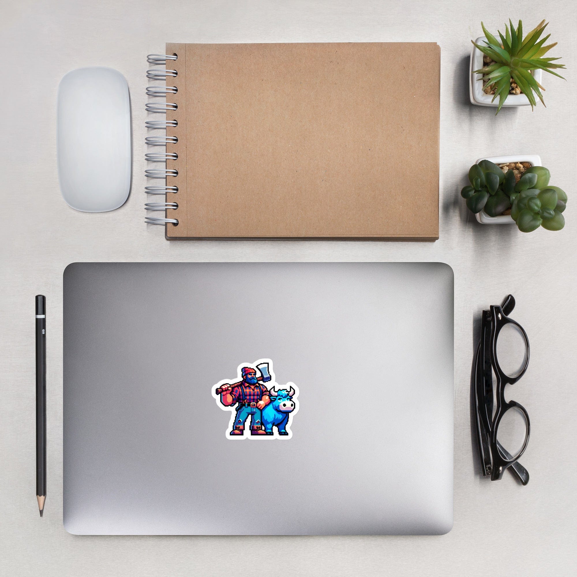Paul Bunyan Babe the Blue Ox Decal Laptop Stickers | Minnesota Bubble-Free Vinyl Stickers | Funny Minnesota Vinyl Decal ThatMNLife 3″×3″ Minnesota Custom T-Shirts and Gifts