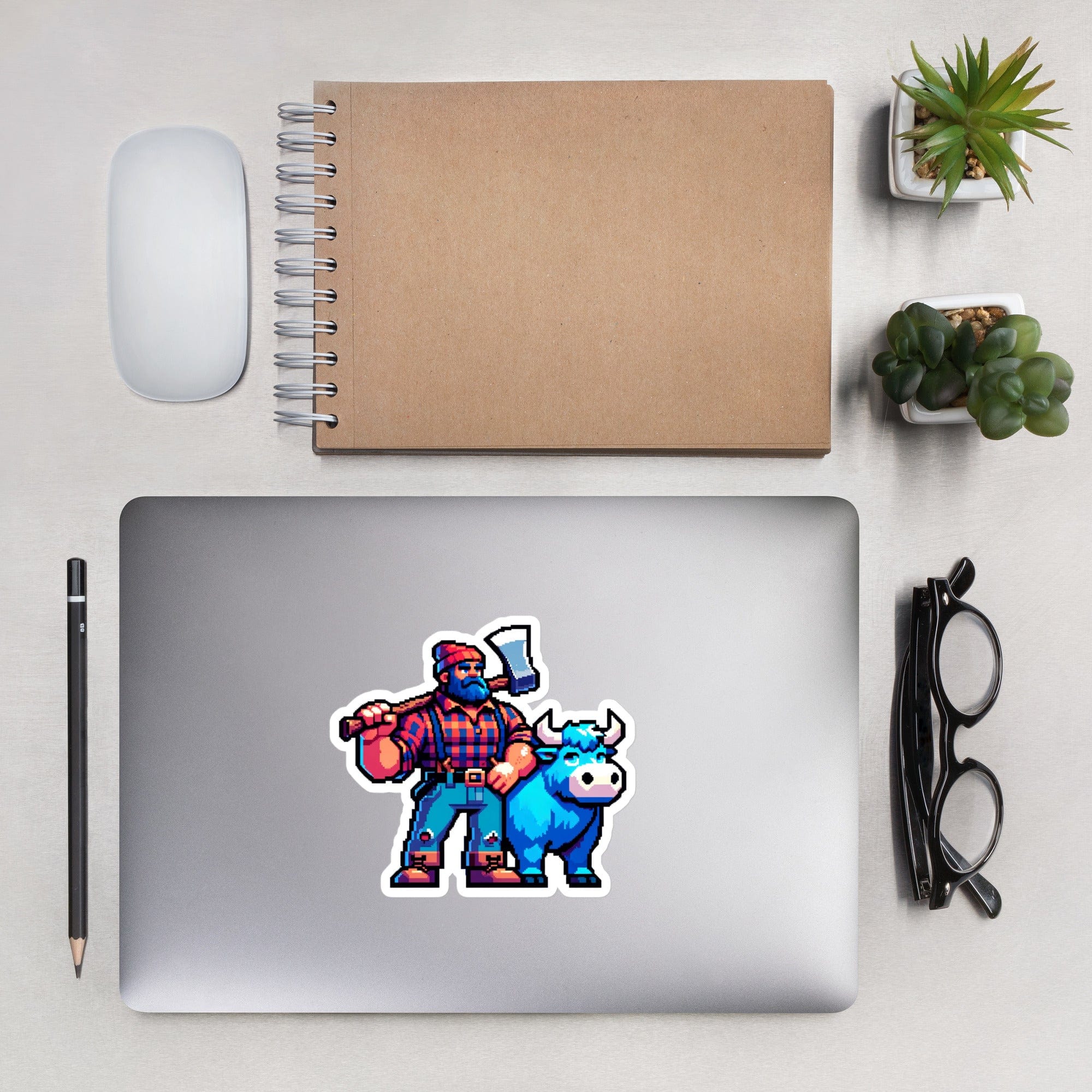 Paul Bunyan Babe the Blue Ox Decal Laptop Stickers | Minnesota Bubble-Free Vinyl Stickers | Funny Minnesota Vinyl Decal ThatMNLife 5.5″×5.5″ Minnesota Custom T-Shirts and Gifts