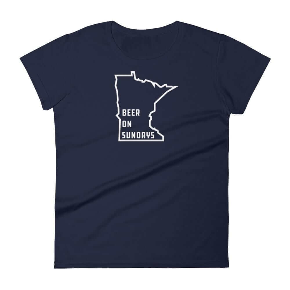 Beer on Sundays Women's T-Shirt ThatMNLife T-Shirt Navy / S Minnesota Custom T-Shirts and Gifts