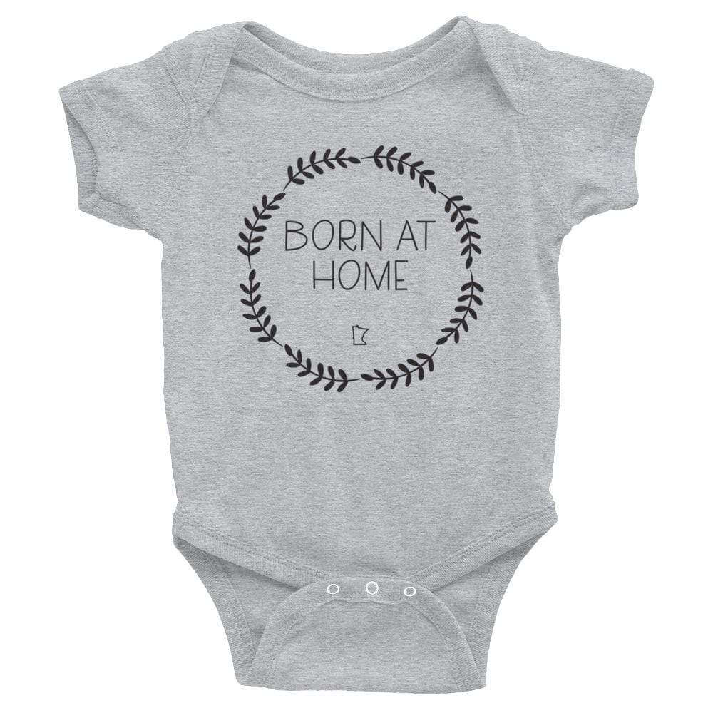 Born at Home in Minnesota Baby Onesie ThatMNLife Baby Onesie Heather / 6M Minnesota Custom T-Shirts and Gifts