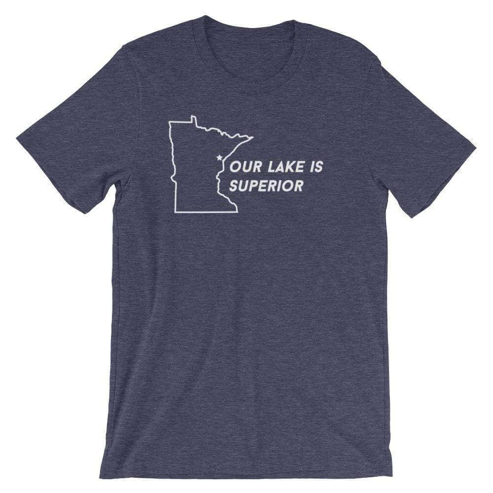 Duluth Our Lake is Superior Men's/Unisex T-Shirt ThatMNLife T-Shirt Heather Midnight Nav / S Minnesota Custom T-Shirts and Gifts