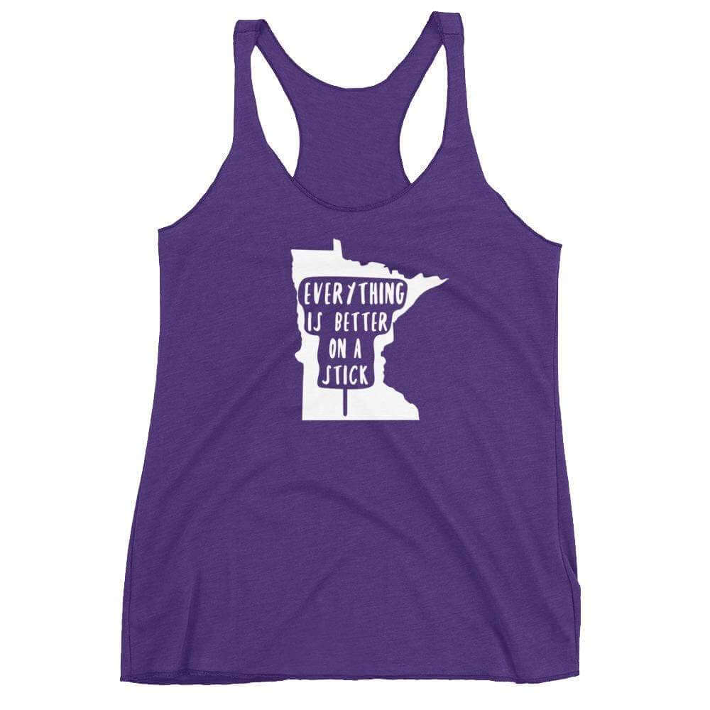 Everything Is Better on a Stick Minnesota State Fair Girls Tank Top ThatMNLife Tank Top Purple Rush / XS Minnesota Custom T-Shirts and Gifts