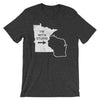 Load image into Gallery viewer, I&#39;m With Stupid - Minnesota/Wisconsin Rivalry Mens/Unisex T-Shirt ThatMNLife T-Shirt Dark Grey Heather / S Minnesota Custom T-Shirts and Gifts