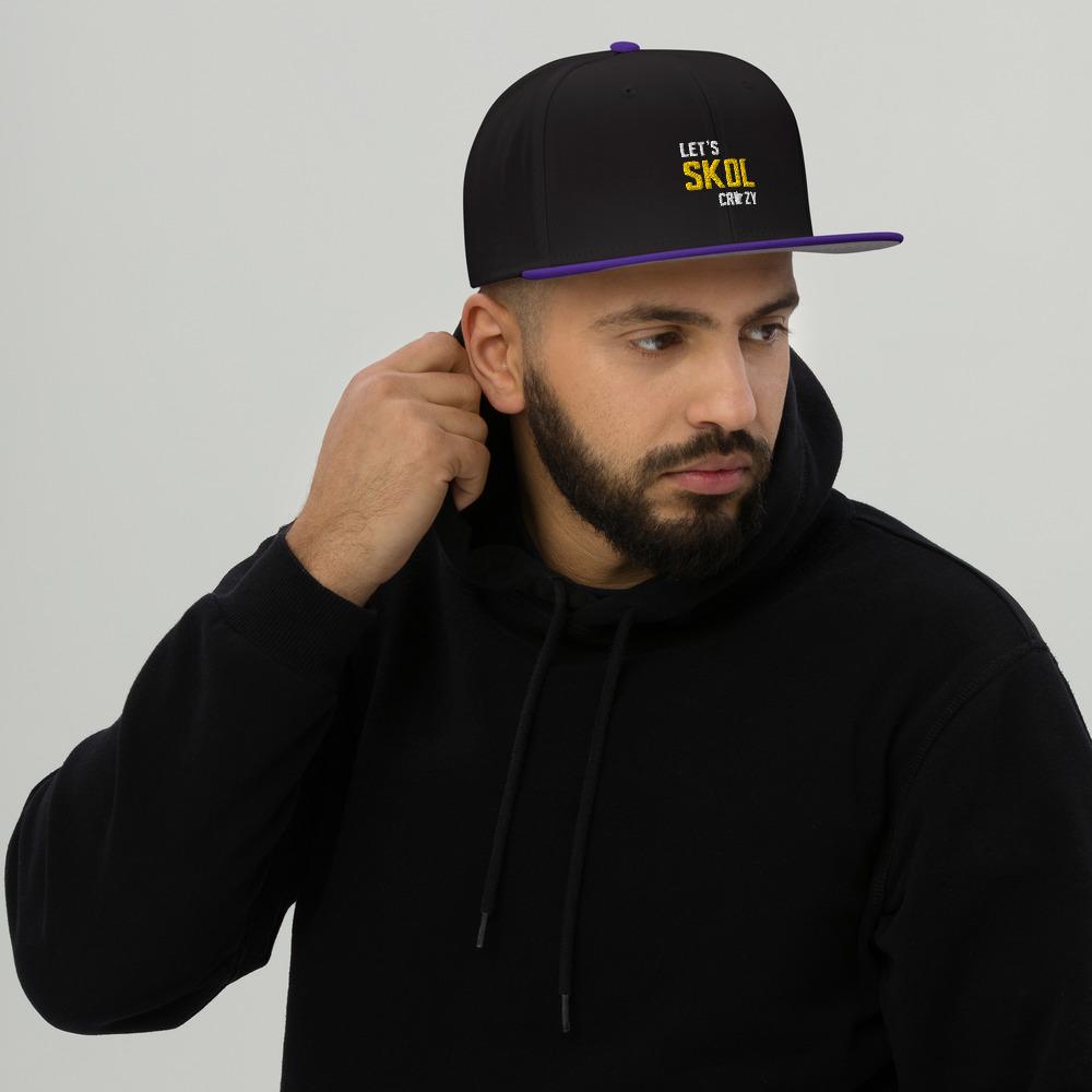 Let's Skol Crazy Minnesota Vikings Football Fan Skol Embroidered Snapback Hat ThatMNLife Purple / Black / Bla Minnesota Custom T-Shirts and Gifts