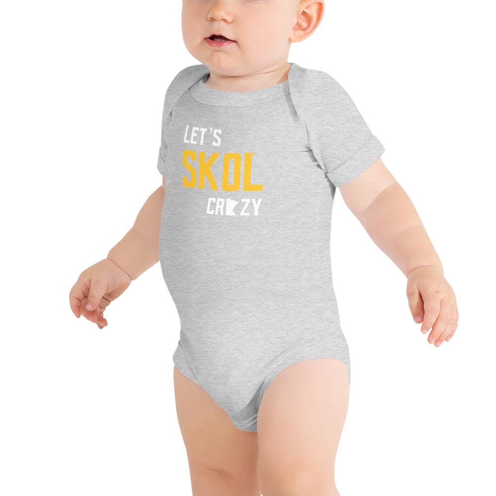 Let's Skol Crazy Minnesota Vikings Football Fan Skol Toddler Baby Onesie ThatMNLife Athletic Heather / 3-6m Minnesota Custom T-Shirts and Gifts
