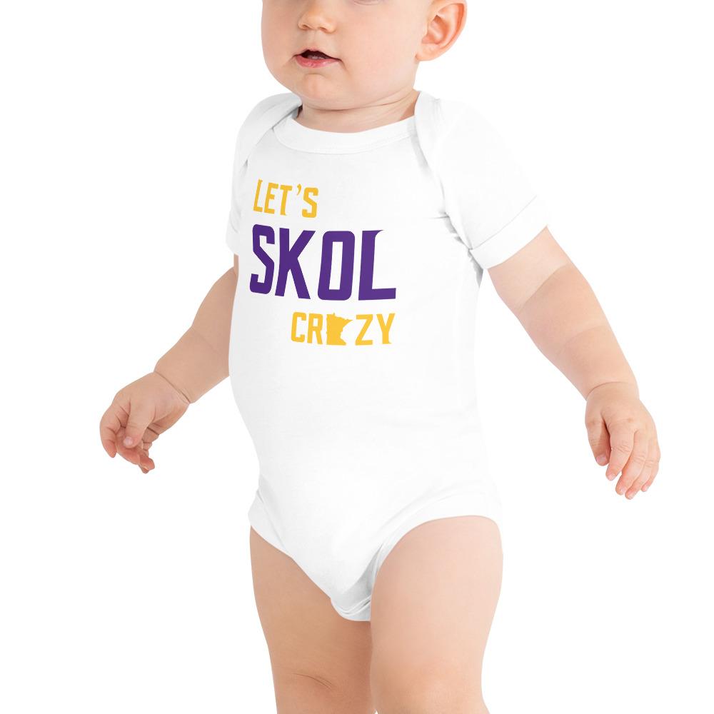 Let's Skol Crazy Minnesota Vikings Football Fan Skol Toddler Baby Onesie ThatMNLife White / 3-6m Minnesota Custom T-Shirts and Gifts
