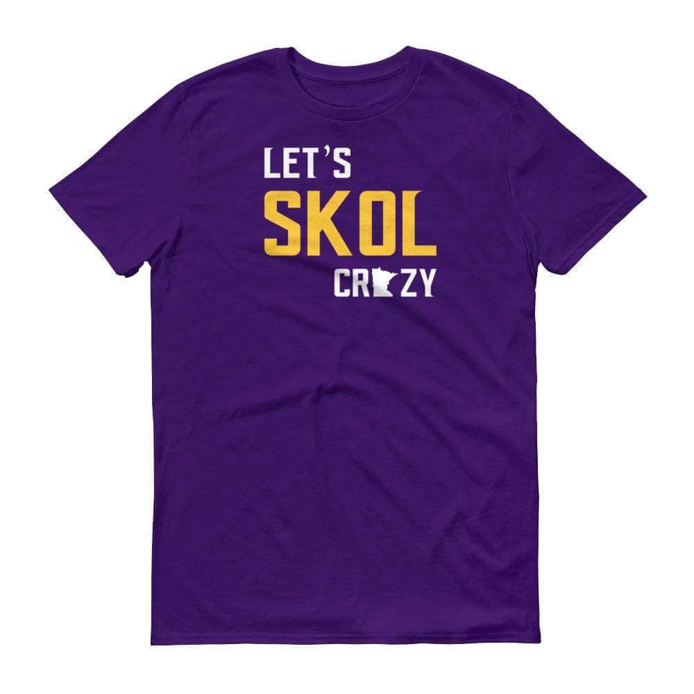 ThatMNLife Let's Skol Crazy Minnesota Vikings Men's/Unisex T-Shirt Heather Dark Grey / 2x