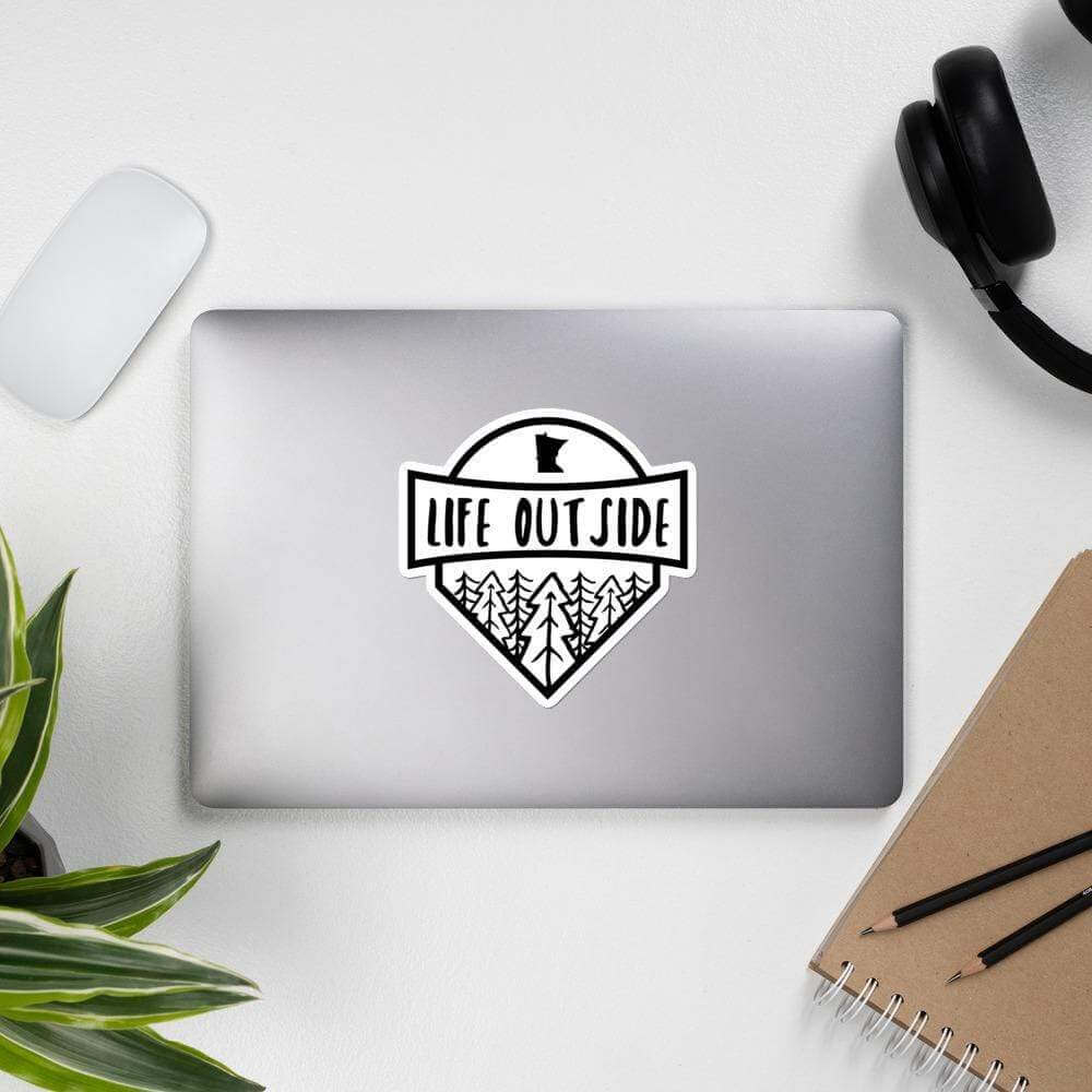 Life Outside Minnesota Outdoors Vinyl Laptop Sticker ThatMNLife Laptop Stickers Minnesota Custom T-Shirts and Gifts