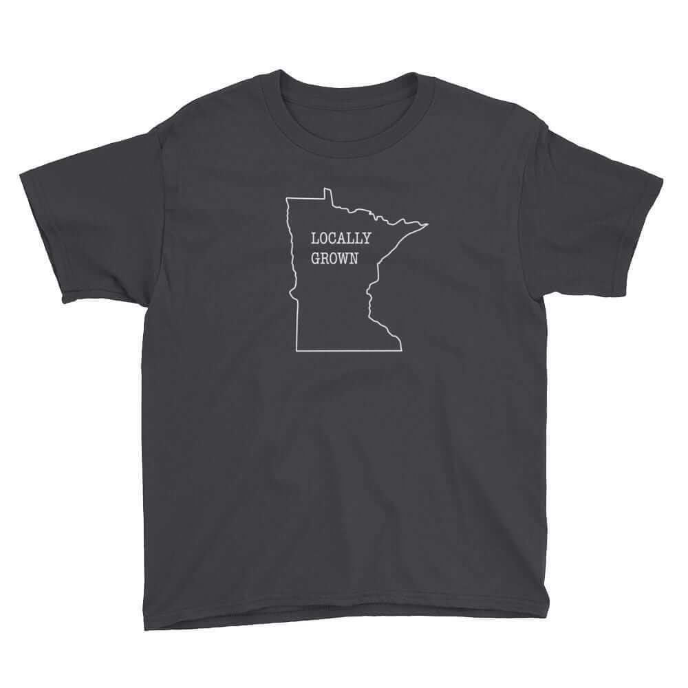 Locally Grown in Minnesota - Youth T-Shirt ThatMNLife T-Shirt Black / S Minnesota Custom T-Shirts and Gifts