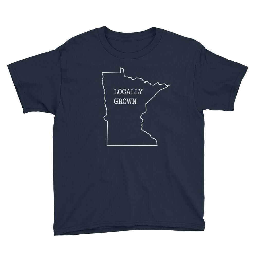 Locally Grown in Minnesota - Youth T-Shirt ThatMNLife T-Shirt Navy / S Minnesota Custom T-Shirts and Gifts