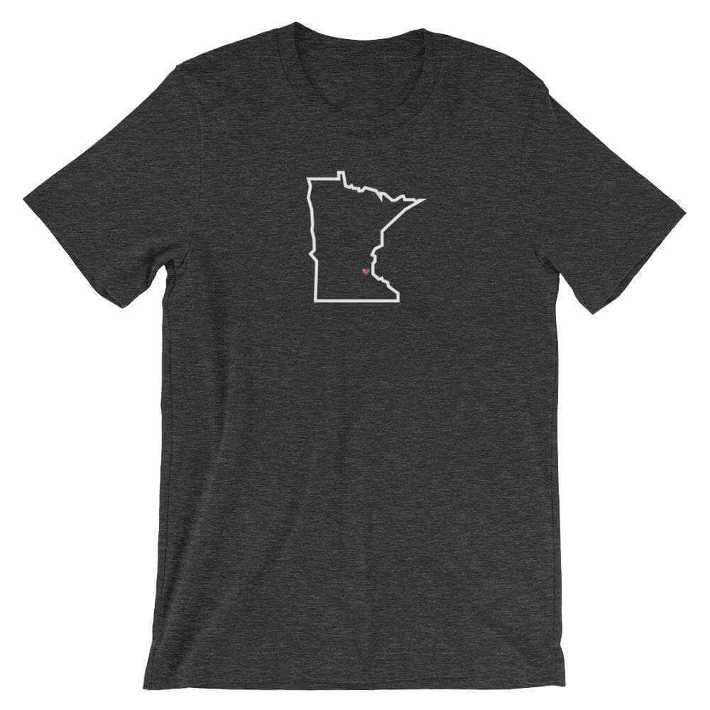 Love Minneapolis/St Paul - MN Heart Men's/Unisex T-Shirt ThatMNLife T-Shirt Dark Grey Heather / S Minnesota Custom T-Shirts and Gifts