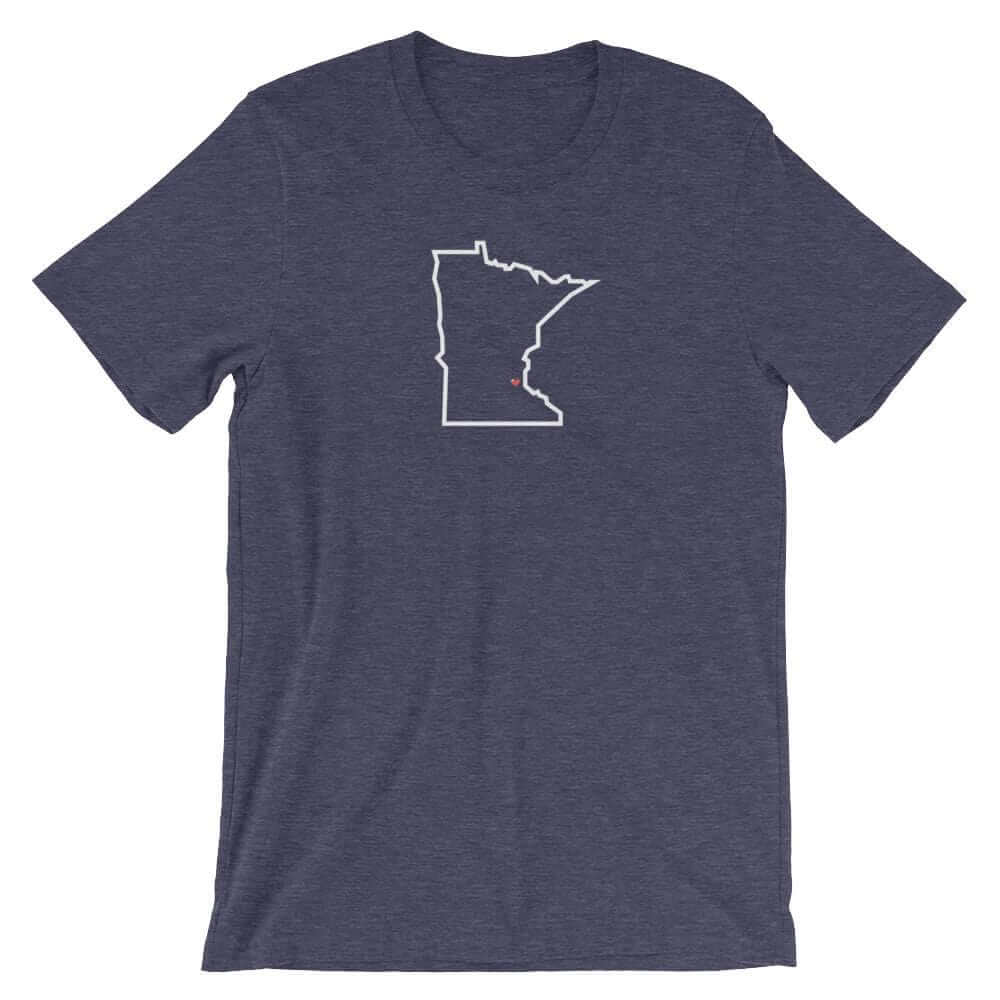 Love Minneapolis/St Paul - MN Heart Men's/Unisex T-Shirt ThatMNLife T-Shirt Heather Midnight Nav / S Minnesota Custom T-Shirts and Gifts