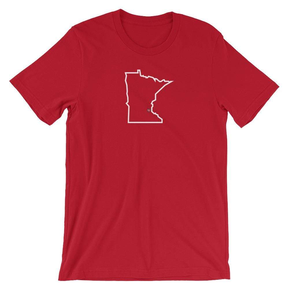 Love Minneapolis/St Paul - MN Heart Men's/Unisex T-Shirt ThatMNLife T-Shirt Red / S Minnesota Custom T-Shirts and Gifts