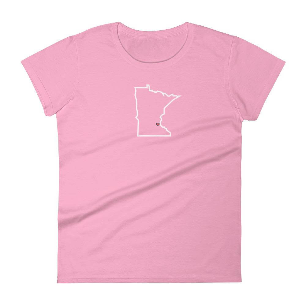 Love Minneapolis/St Paul - MN Heart Women's T-Shirt ThatMNLife T-Shirt CharityPink / S Minnesota Custom T-Shirts and Gifts
