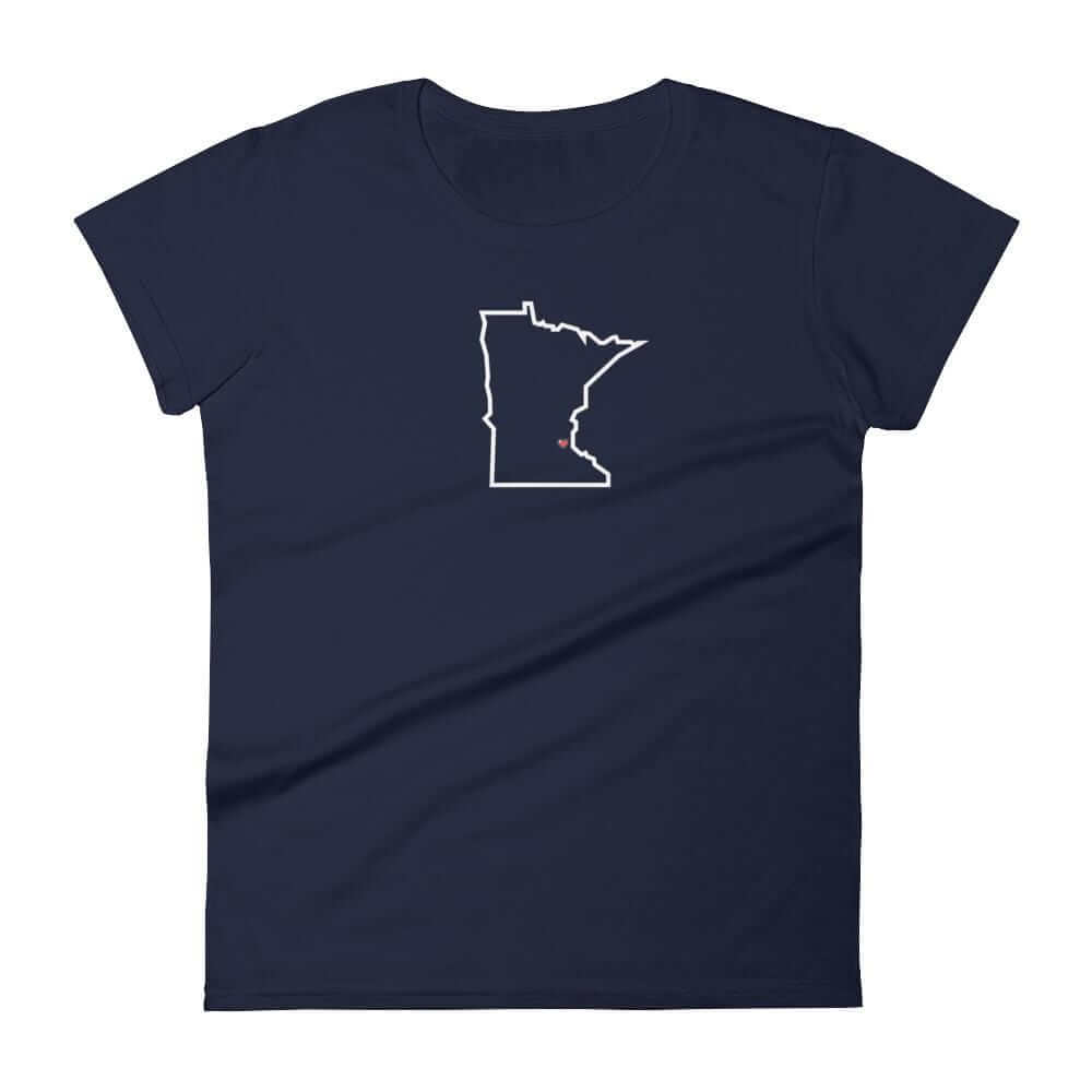 Love Minneapolis/St Paul - MN Heart Women's T-Shirt ThatMNLife T-Shirt Navy / S Minnesota Custom T-Shirts and Gifts