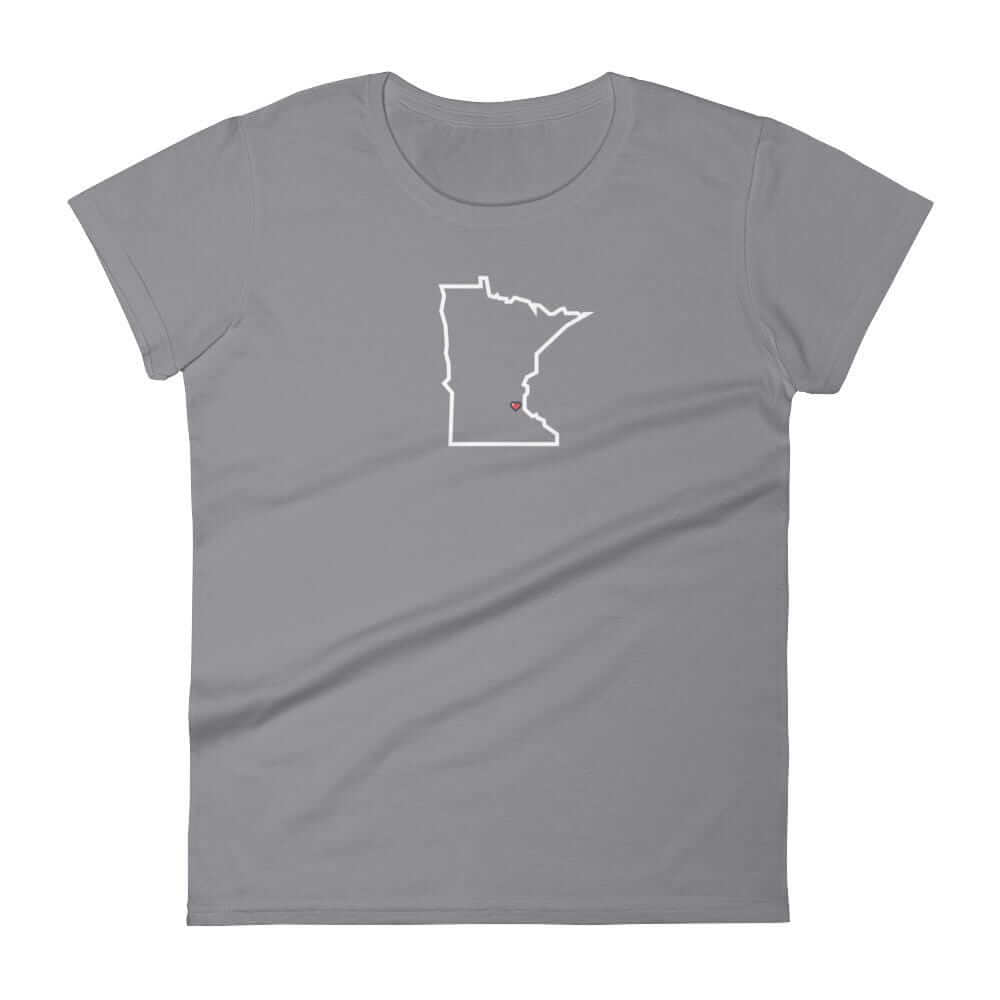 Love Minneapolis/St Paul - MN Heart Women's T-Shirt ThatMNLife T-Shirt Storm Grey / S Minnesota Custom T-Shirts and Gifts