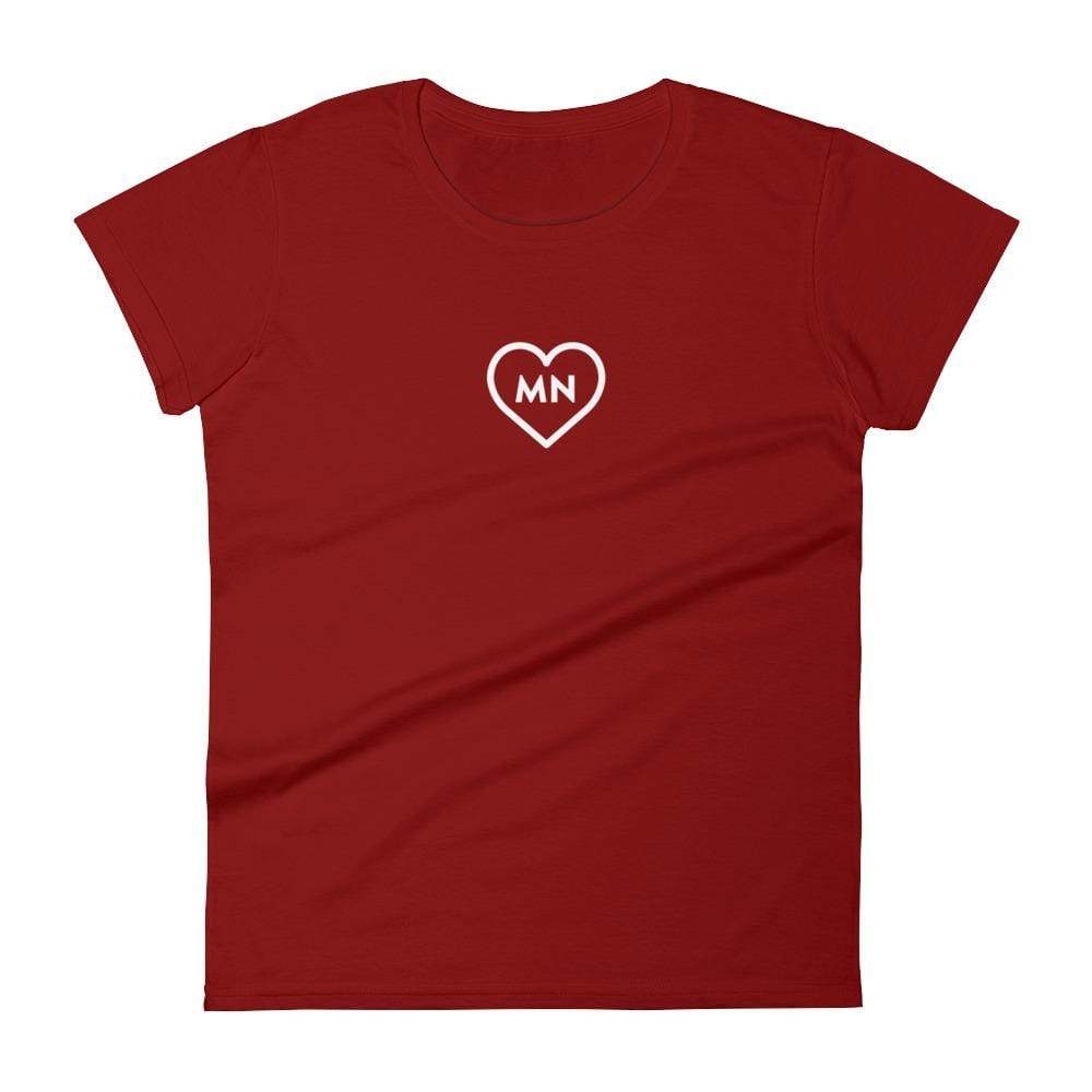 Love Minnesota - Heart MN Women's T-Shirt ThatMNLife T-Shirt Independence Red / S Minnesota Custom T-Shirts and Gifts