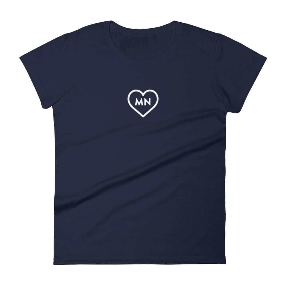 Love Minnesota - Heart MN Women's T-Shirt ThatMNLife T-Shirt Navy / S Minnesota Custom T-Shirts and Gifts