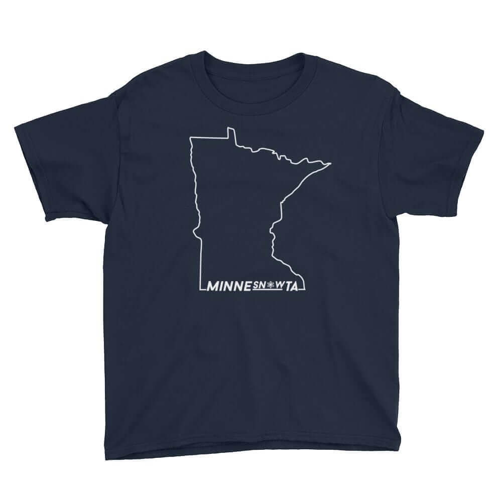 MinneSNOWta - Youth T-Shirt ThatMNLife T-Shirt Navy / S Minnesota Custom T-Shirts and Gifts