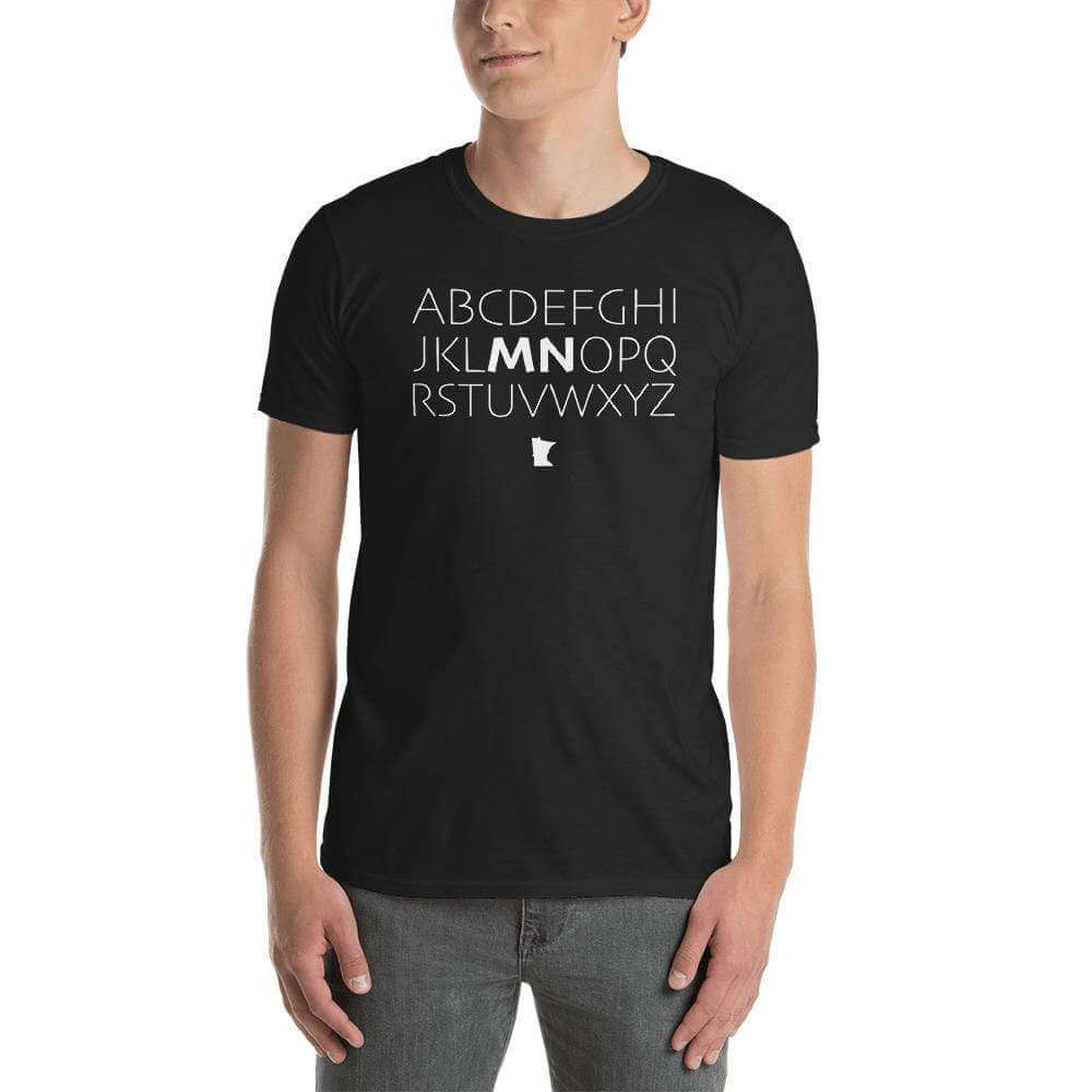 Minnesota Alphabet Name Unisex T-Shirt ThatMNLife T-Shirt Black / S Minnesota Custom T-Shirts and Gifts