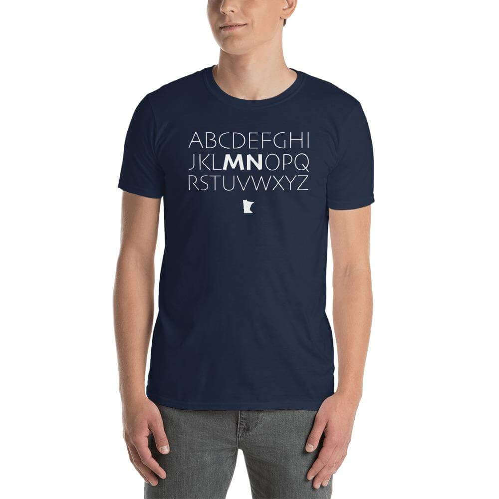 Minnesota Alphabet Name Unisex T-Shirt ThatMNLife T-Shirt Navy / S Minnesota Custom T-Shirts and Gifts