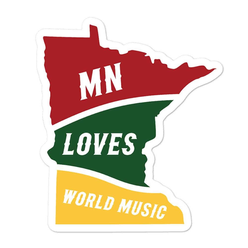 Minnesota Loves World Music, Reggae Vinyl Laptop Sticker ThatMNLife Minnesota Custom T-Shirts and Gifts