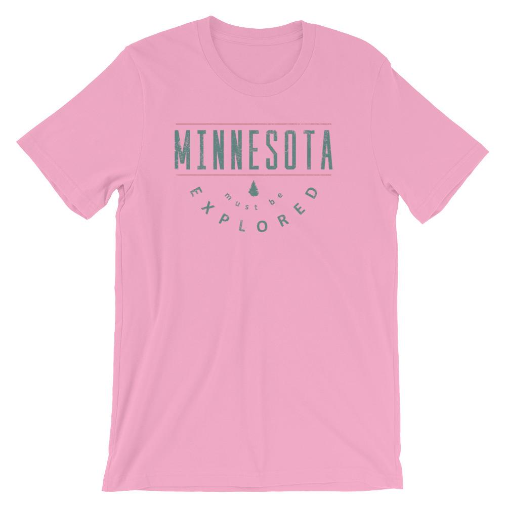 Minnesota Must Be Explored - Outdoors Men's/Unisex T-Shirt ThatMNLife T-Shirt Pink / S Minnesota Custom T-Shirts and Gifts