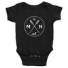 Load image into Gallery viewer, Minnesota Seal: 1858, Loon, Oars Baby Onesie ThatMNLife Baby Onesie Black / 6M Minnesota Custom T-Shirts and Gifts