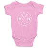 Minnesota Seal: 1858, Loon, Oars Baby Onesie ThatMNLife Baby Onesie Pink / 6M Minnesota Custom T-Shirts and Gifts