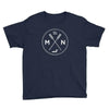 Load image into Gallery viewer, Minnesota Seal - MN, Est 1858, Loon, Oars Youth T-Shirt ThatMNLife T-Shirt Navy / S Minnesota Custom T-Shirts and Gifts