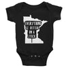 Load image into Gallery viewer, Minnesota State Fair &quot;Everything Is Better on a Stick&quot; Baby Onesie ThatMNLife Baby Onesie Black / 6M Minnesota Custom T-Shirts and Gifts
