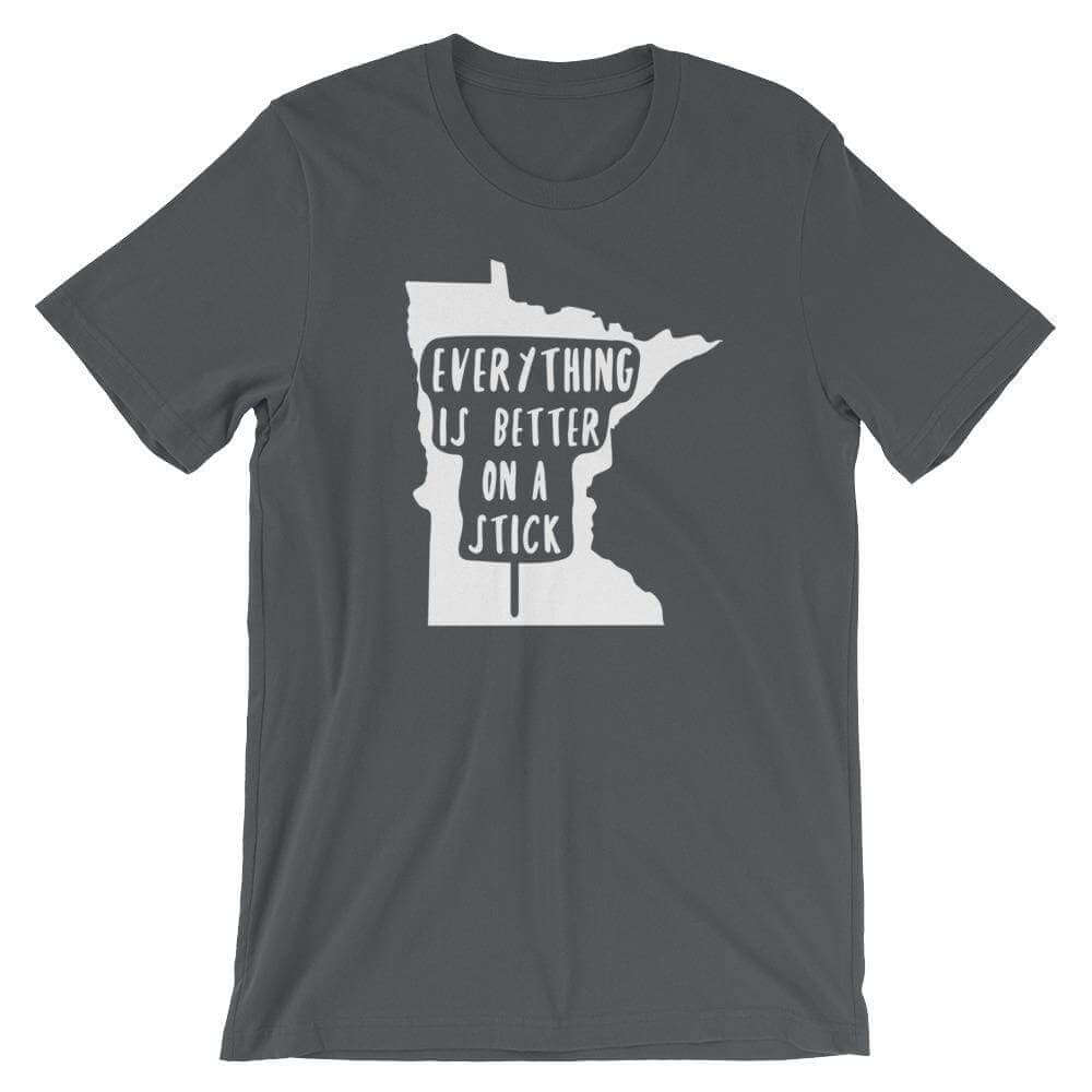 Minnesota State Fair "Everything Is Better on a Stick" Men's/Unisex T-Shirt ThatMNLife T-Shirt Asphalt / S Minnesota Custom T-Shirts and Gifts