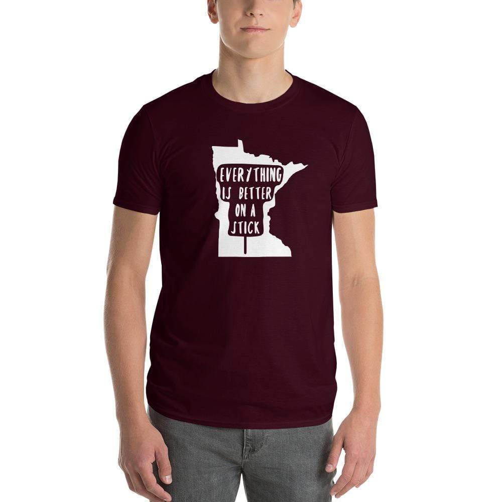 Minnesota State Fair "Everything Is Better on a Stick" Men's/Unisex T-Shirt ThatMNLife T-Shirt Maroon / S Minnesota Custom T-Shirts and Gifts