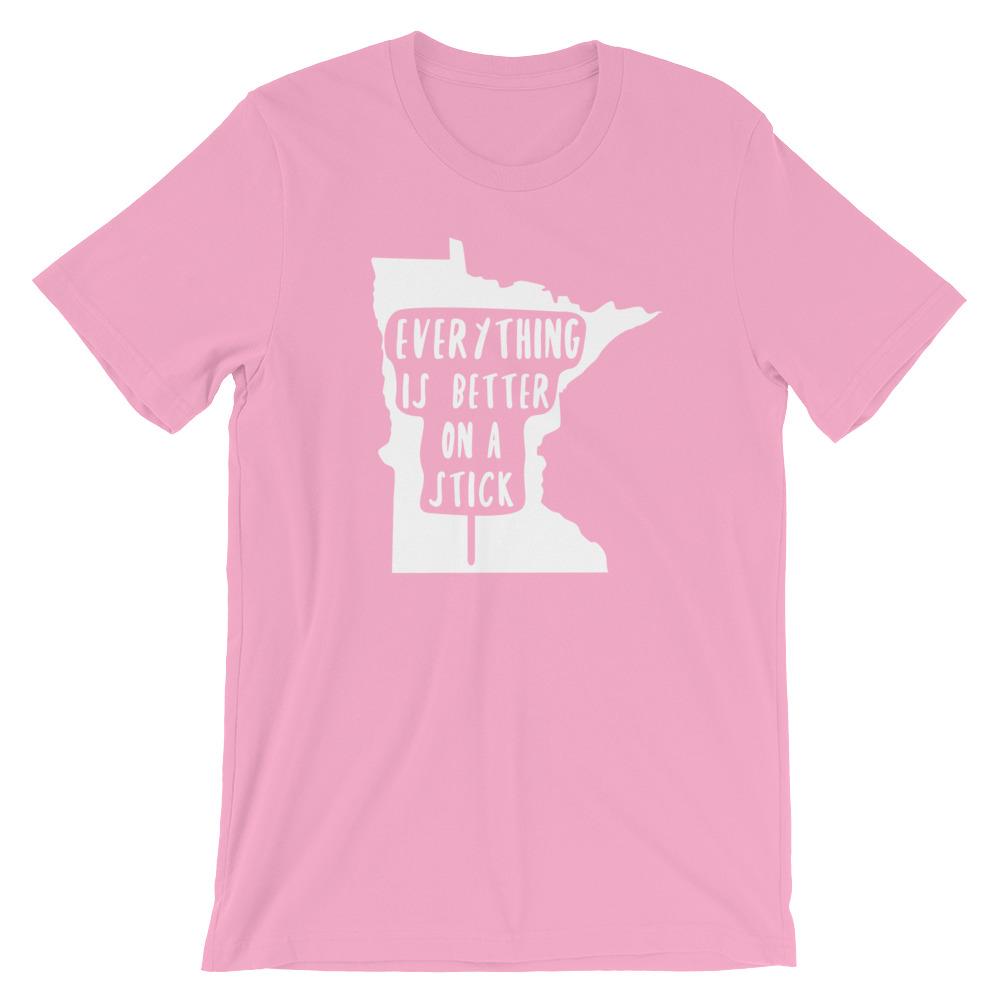 Minnesota State Fair "Everything Is Better on a Stick" Men's/Unisex T-Shirt ThatMNLife T-Shirt Pink / S Minnesota Custom T-Shirts and Gifts