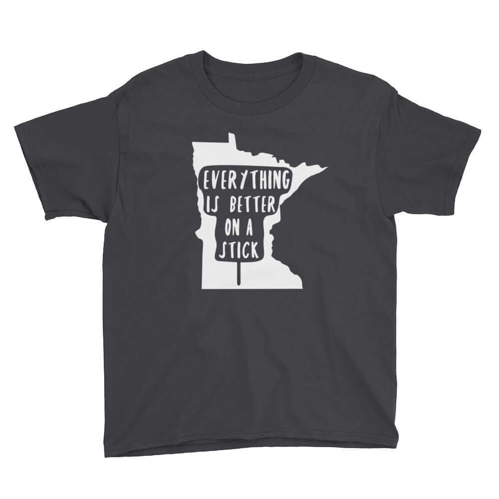 Minnesota State Fair "Everything Is Better on a Stick" Youth T-Shirt ThatMNLife T-Shirt Black / S Minnesota Custom T-Shirts and Gifts