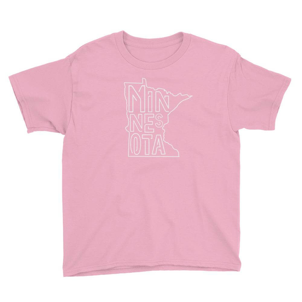 Minnesota State Kids/Youth T-Shirt ThatMNLife T-Shirt CharityPink / XS Minnesota Custom T-Shirts and Gifts