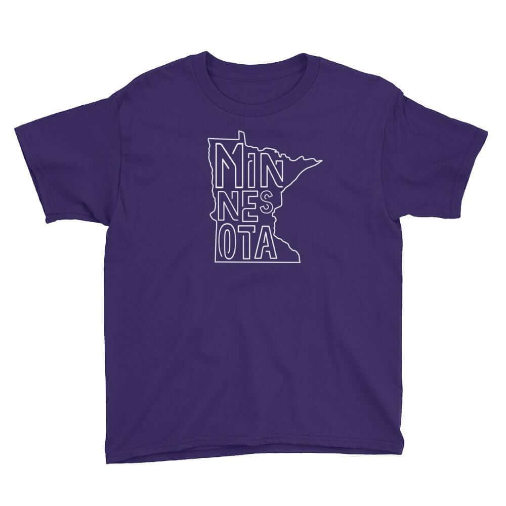 Minnesota State Kids/Youth T-Shirt ThatMNLife T-Shirt Purple / XS Minnesota Custom T-Shirts and Gifts