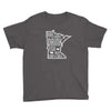 Load image into Gallery viewer, Minnesota State Outdoors (Hike, Canoe, Fish, Hunt, Camp) Youth T-Shirt ThatMNLife T-Shirt Charcoal / XS Minnesota Custom T-Shirts and Gifts