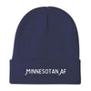 Load image into Gallery viewer, &quot;Minnesotan AF&quot; Beanie Hat ThatMNLife Beanie Navy Minnesota Custom T-Shirts and Gifts