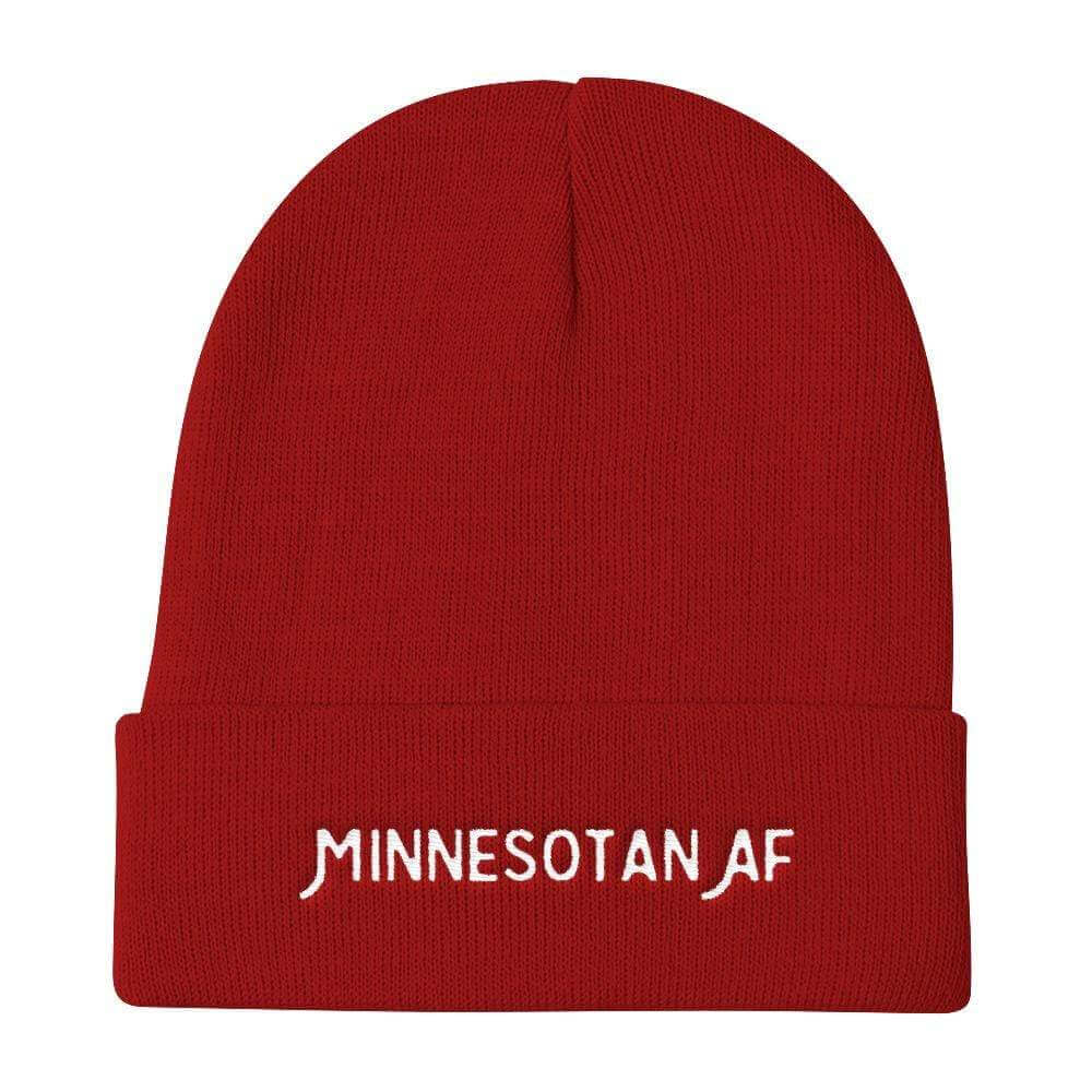 "Minnesotan AF" Beanie Hat ThatMNLife Beanie Red Minnesota Custom T-Shirts and Gifts