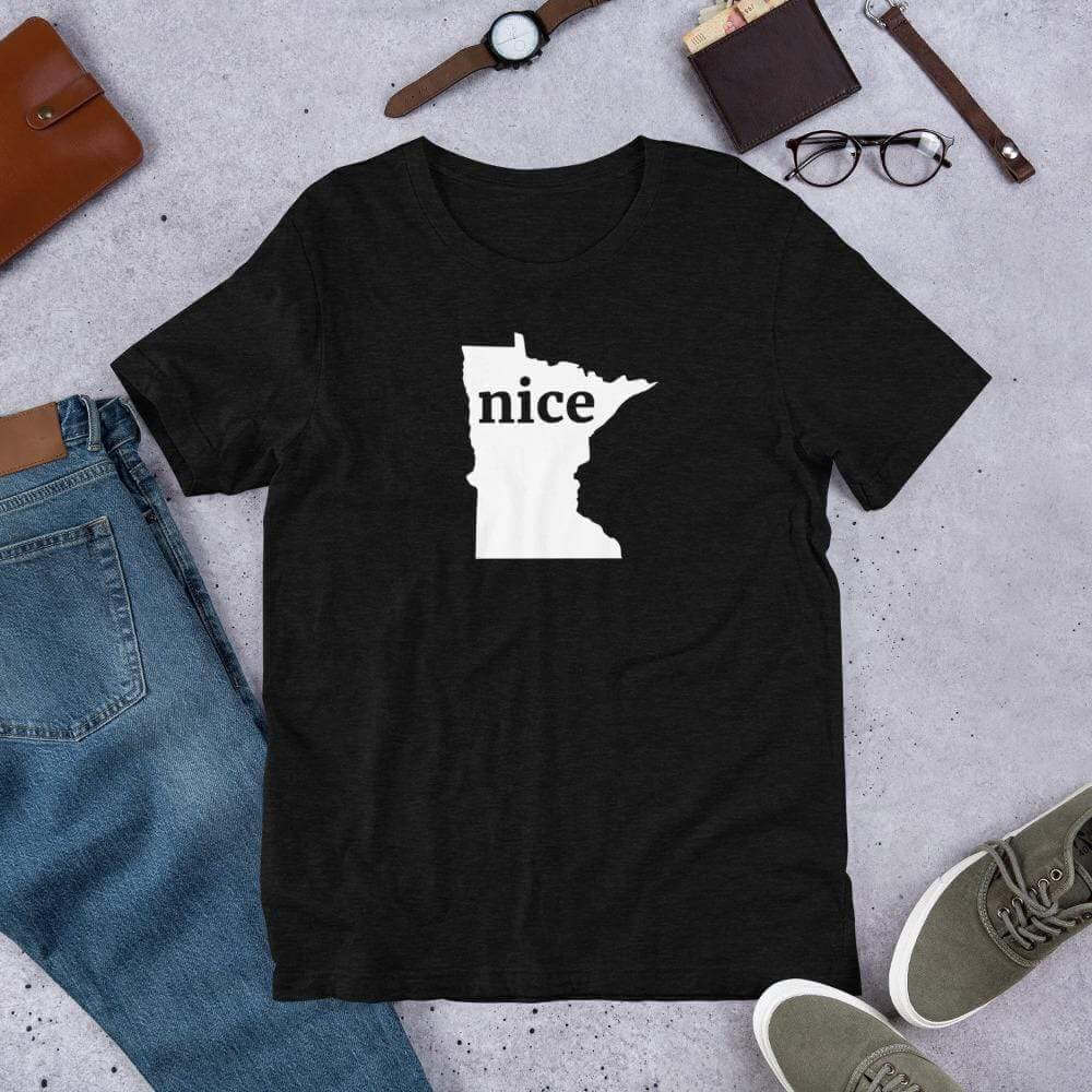 Nice Minnesota Up North Unisex T-Shirt ThatMNLife T-Shirt Black Heather / S Minnesota Custom T-Shirts and Gifts