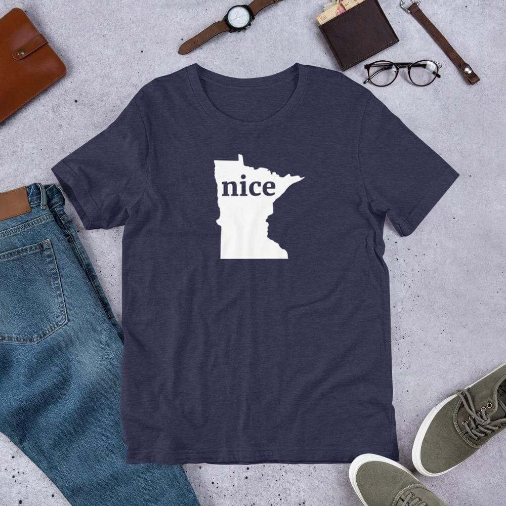Nice Minnesota Up North Unisex T-Shirt ThatMNLife T-Shirt Heather Midnight Nav / S Minnesota Custom T-Shirts and Gifts