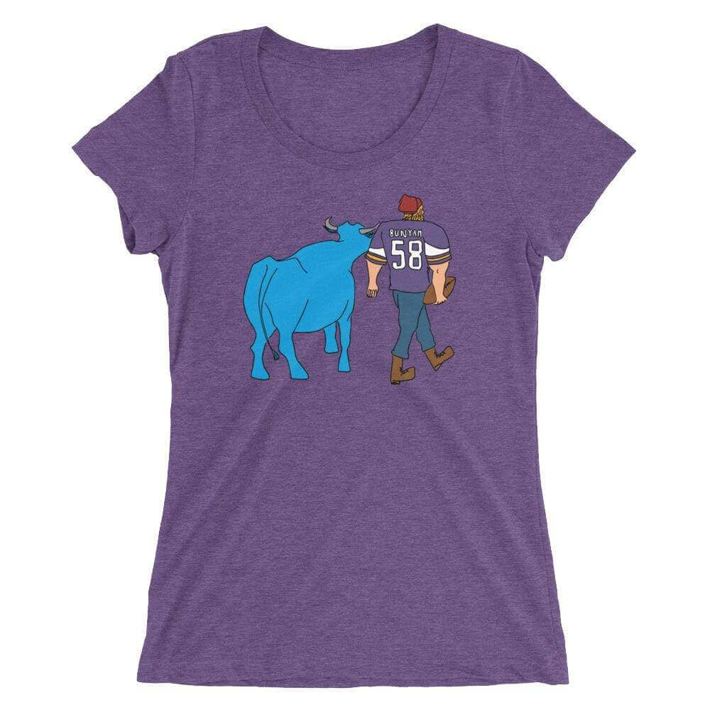 Paul Bunyan/Babe Blue Ox Vikings Fan - Women's T-Shirt ThatMNLife T-Shirt Purple Triblend / S Minnesota Custom T-Shirts and Gifts