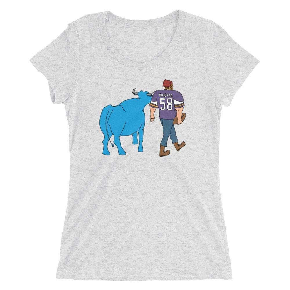 Paul Bunyan/Babe Blue Ox Vikings Fan - Women's T-Shirt ThatMNLife T-Shirt White Fleck Triblend / S Minnesota Custom T-Shirts and Gifts